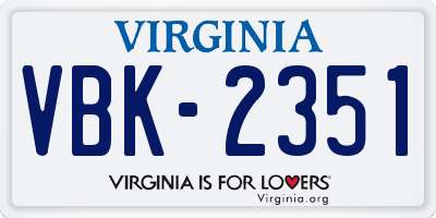 VA license plate VBK2351
