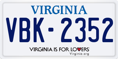 VA license plate VBK2352