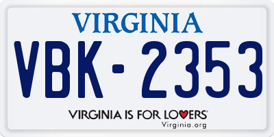 VA license plate VBK2353