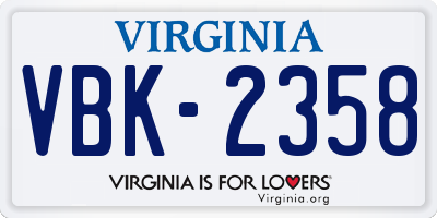 VA license plate VBK2358