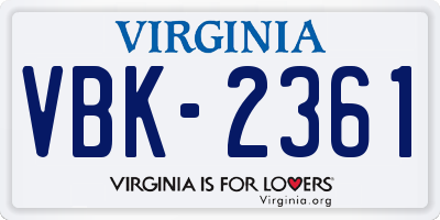 VA license plate VBK2361