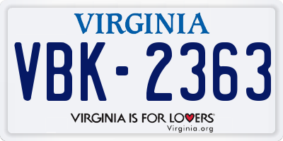 VA license plate VBK2363