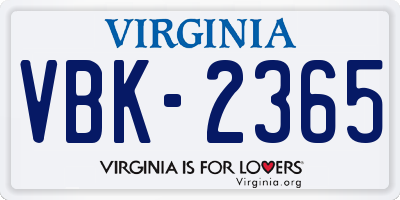 VA license plate VBK2365