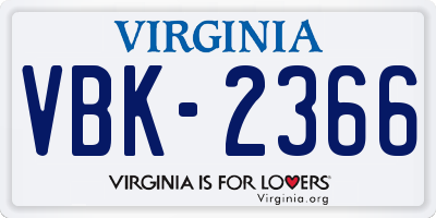 VA license plate VBK2366