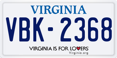 VA license plate VBK2368