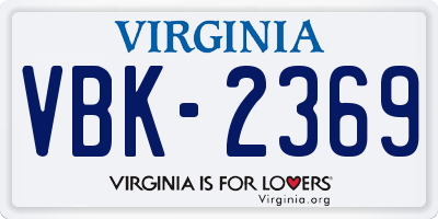 VA license plate VBK2369