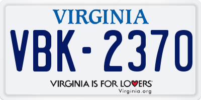 VA license plate VBK2370