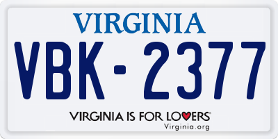 VA license plate VBK2377