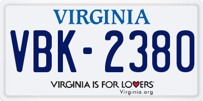 VA license plate VBK2380