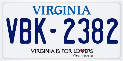 VA license plate VBK2382