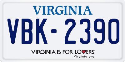 VA license plate VBK2390