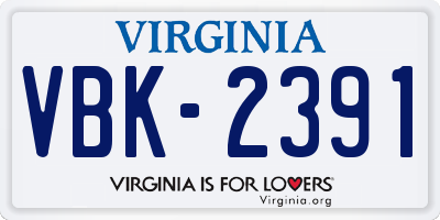 VA license plate VBK2391