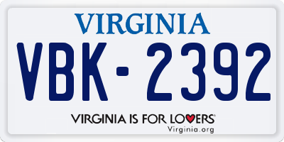VA license plate VBK2392