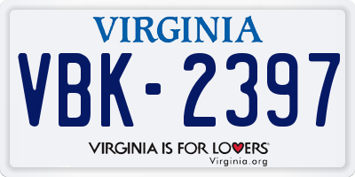 VA license plate VBK2397