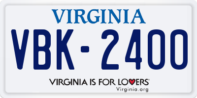 VA license plate VBK2400