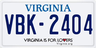 VA license plate VBK2404