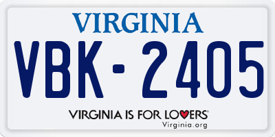 VA license plate VBK2405