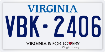 VA license plate VBK2406