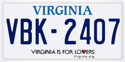 VA license plate VBK2407