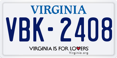 VA license plate VBK2408
