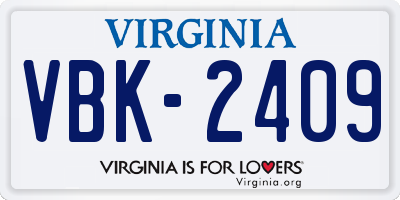 VA license plate VBK2409