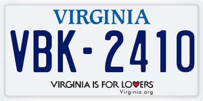 VA license plate VBK2410