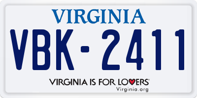 VA license plate VBK2411