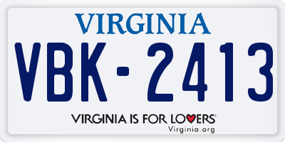 VA license plate VBK2413