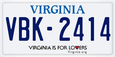 VA license plate VBK2414