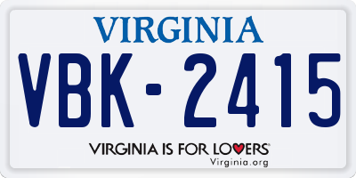 VA license plate VBK2415