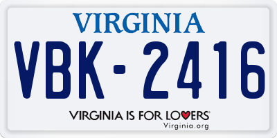 VA license plate VBK2416