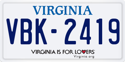 VA license plate VBK2419