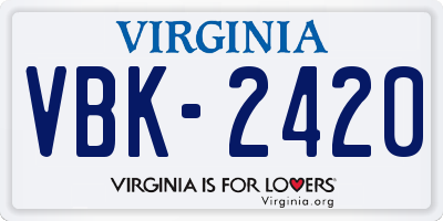 VA license plate VBK2420