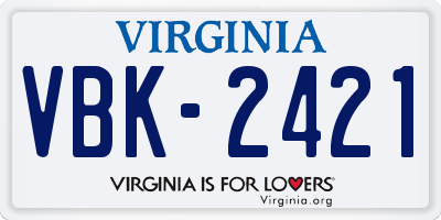 VA license plate VBK2421