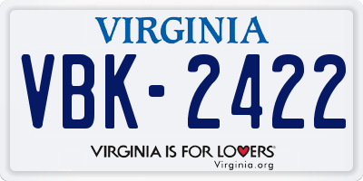 VA license plate VBK2422