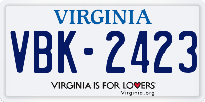 VA license plate VBK2423