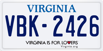 VA license plate VBK2426