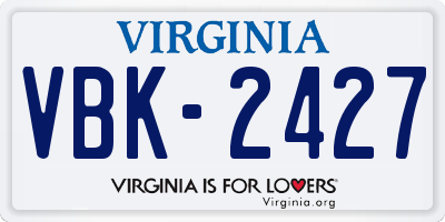 VA license plate VBK2427