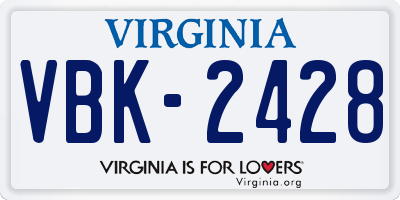 VA license plate VBK2428