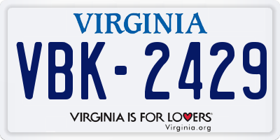 VA license plate VBK2429