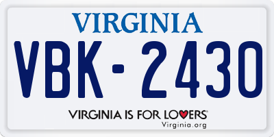 VA license plate VBK2430