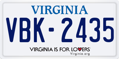 VA license plate VBK2435
