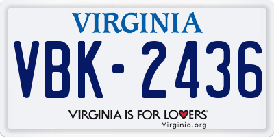 VA license plate VBK2436