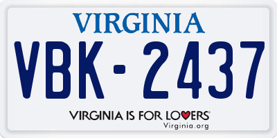 VA license plate VBK2437