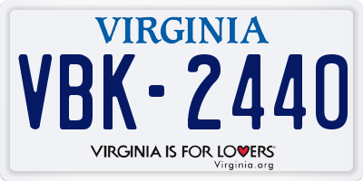 VA license plate VBK2440