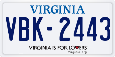 VA license plate VBK2443