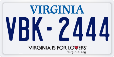 VA license plate VBK2444