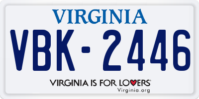 VA license plate VBK2446