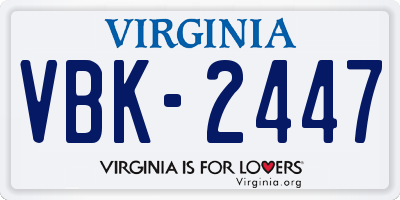 VA license plate VBK2447
