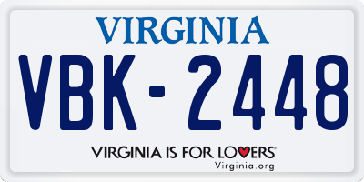 VA license plate VBK2448